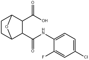 3-((4-chloro-2-fluorophenyl)carbamoyl)-7-oxabicyclo[2.2.1]heptane-2-carboxylic acid Struktur