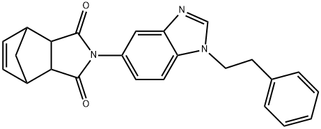 2-(1-phenethyl-1H-benzo[d]imidazol-5-yl)-3a,4,7,7a-tetrahydro-1H-4,7-methanoisoindole-1,3(2H)-dione Struktur