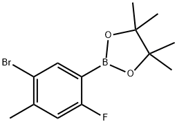 2-(5-Bromo-2-fluoro-4-methylphenyl)-4,4,5,5-tetramethyl-1,3,2-dioxaborolane Struktur