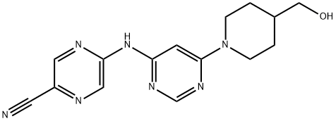 5-((6-(4-(Hydroxymethyl)piperidin-1-yl)pyrimidin-4-yl)amino)pyrazine-2-carbonitrile Struktur