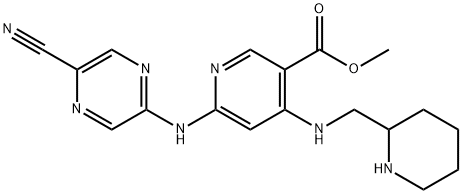 Methyl 6-((5-cyanopyrazin-2-yl)amino)-4-((piperidin-2-ylmethyl)amino)nicotinate Struktur