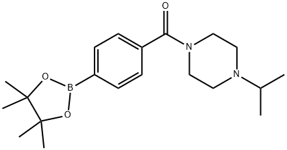 (4-Isopropyl-piperazin-1-yl)-[4-(4,4,5,5-tetramethyl-[1,3,2]dioxaborolan-2-yl)-phenyl]-methanone Struktur