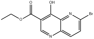 6-Bromo-4-hydroxy-[1,5]naphthyridine-3-carboxylic acid ethyl ester Struktur