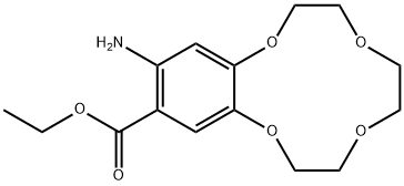 1,4,7,10-Benzotetraoxacyclododecin-12-carboxylic acid, 13-amino-2,3,5,6,8,9-hexahydro-, ethyl ester Struktur