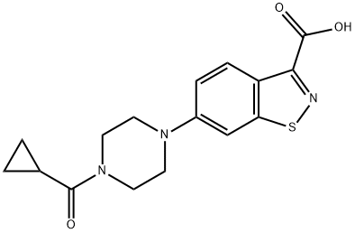 6-(4-(Cyclopropanecarbonyl)piperazin-1-yl)benzo[d]isothiazole-3-carboxylic acid Struktur