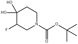 1-piperidinecarboxylic acid, 3-fluoro-4,4-dihydroxy-, 1,1-dimethylethyl ester Struktur