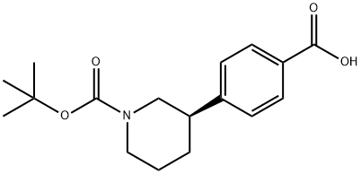 1-Piperidinecarboxylic acid, 3-(4-carboxyphenyl)-, 1-(1,1-dimethylethyl) ester, (3R)- Struktur