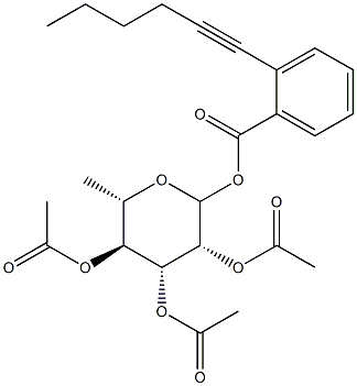 2,3,4-Tri-O-acetyl-L-rhamnopyranosyl ortho-hexynylbenzoate Struktur