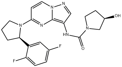 (R)-N-(5-((R)-2-(2,5-difluorophenyl)pyrrolidin-1-yl)pyrazolo[1,5-a]pyrimidin-3-yl)-3-hydroxypyrrolidine-1-carboxamide Struktur