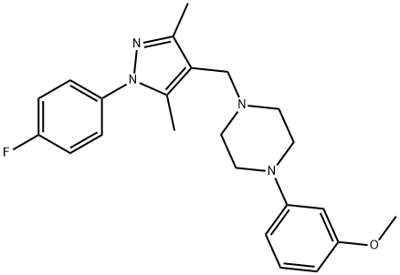 1-((1-(4-Fluorophenyl)-3,5-dimethyl-1H-pyrazol-4-yl)methyl)-4-(3-methoxyphenyl)piperazine Struktur