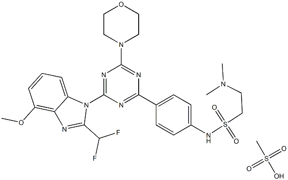 N-(4-(4-(2-(Difluoromethyl)-4-methoxy-1H-benzo[d]imidazol-1-yl)-6-morpholino-1,3,5-triazin-2-yl)phenyl)-2-(dimethylamino)ethanesulfonamide methanesulfonate Struktur