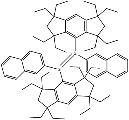 (E)-1,2-Bis(2-naphthyl)-1,2-bis(1,1,3,3,5,5,7,7-octaethyl-1,2,3,5,6,7-hexahydro-s-indacen-4-yl)disilene Struktur