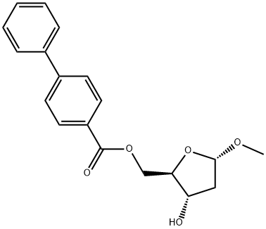 Methyl 2-deoxy-alpha-D-erythro-pentofuranoside 5-[1,1'-biphenyl]-4-carboxylate Struktur