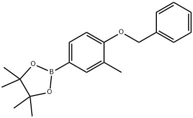 2-(4-(benzyloxy)-3-methylphenyl)-4,4,5,5-tetramethyl-1,3,2-dioxaborolane Struktur