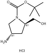 (2R,4S)-tert-Butyl 4-amino-2-(hydroxymethyl)pyrrolidine-1-carboxylate hydrochloride Struktur