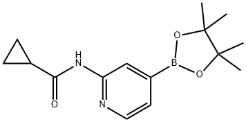 Cyclopropanecarboxylic acid [4-(4,4,5,5-tetramethyl-[1,3,2]dioxaborolan-2-yl)-pyridin-2-yl]-amide Struktur