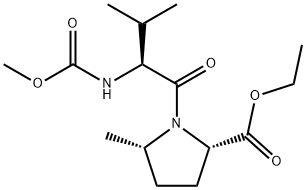 (2S,5S)-ethyl 1-((S)-2-(methoxycarbonylamino)-3-
methylbutanoyl)-5-methylpyrrolidine-2-carboxylate Struktur