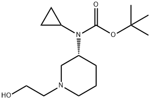 Cyclopropyl-[(R)-1-(2-hydroxy-ethyl)-piperidin-3-yl]-carbamic acid tert-butyl ester Struktur