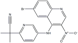 2-(5-((6-Bromo-3-nitroquinolin-4-yl)amino)pyridin-2-yl)-2-methylpropanenitrile Struktur