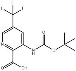 3-tert-Butoxycarbonylamino-5-trifluoromethyl-pyridine-2-carboxylic acid Struktur