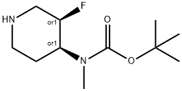 cis-(3-fluoro-piperidin-4-yl)methyl-carbamic acid tert-butyl ester Struktur