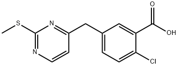 2-Chloro-5-((2-(methylthio)pyrimidin-4-yl)methyl)benzoic acid Struktur