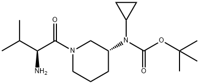 [(R)-1-((S)-2-Amino-3-methyl-butyryl)-piperidin-3-yl]-cyclopropyl-carbamic acid tert-butyl ester Struktur