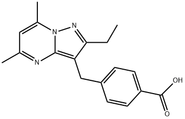 4-((2-ethyl-5,7-dimethylpyrazolo[1,5-a]pyrimidin-3-yl)methyl)benzoic acid Struktur