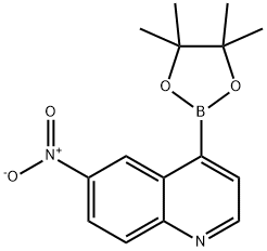 6-nitro-4-(4,4,5,5-tetramethyl-1,3,2-dioxaborolan-2-yl)quinoline Struktur