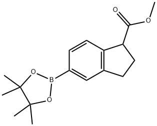 methyl 5-(4,4,5,5-tetramethyl-1,3,2-dioxaborolan-2-yl)-2,3-dihydro-1H-indene-1-carboxylate Struktur