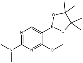 4-methoxy-N,N-dimethyl-5-(4,4,5,5-tetramethyl-1,3,2-dioxaborolan-2-yl)pyrimidin-2-amine Struktur