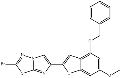 6-(4-(benzyloxy)-6-methoxybenzofuran-2-yl)-2-bromoimidazo[2,1-b][1,3,4]thiadiazole Struktur