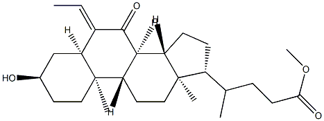 (R)-methyl 4-((3R,5R,8S,9S,10R,13R,14S,17R,E)-6-ethylidene-3-hydroxy-10,13-dimethyl-7-oxohexadecahydro-1H-cyclopenta[a]phenanthren-17-yl)pentanoate Struktur