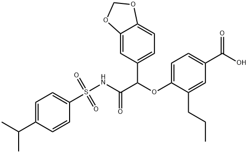 4-(1-(benzo[d][1,3]dioxol-5-yl)-2-(4-isopropylphenylsulfonamido)-2-oxoethoxy)-3-propylbenzoic acid(WXG01788) Struktur