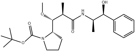 (S)-tert-butyl 2-((1R,2R)-3-(((1S,2R)-1-hydroxy-1-phenylpropan-2-yl)amino)-1-methoxy-2-methyl-3-oxopropyl)pyrrolidine-1-carboxylate Struktur