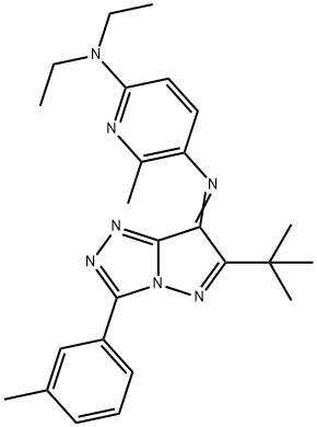 (Z)-N5-(6-(tert-butyl)-3-(m-tolyl)-7H-pyrazolo[5,1-c][1,2,4]triazol-7-ylidene)-N2,N2-diethyl-6-methylpyridine-2,5-diamine Struktur