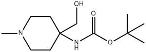 tert-butyl N-[4-(hydroxymethyl)-1-methylpiperidin-4-yl]carbamate Struktur