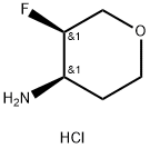 cis-2H-Pyran-4-amine, 3-fluorotetrahydro- hydrochloride Struktur