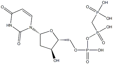 2'-Deoxyuridine 5'-[hydrogen [[hydroxy(phosphonooxy)phosphinyl]methyl]phosphonate] Struktur