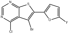 5-bromo-4-chloro-6-(5-fluorofuran-2-yl)thieno[2,3-d]pyrimidine Struktur