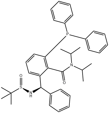 2-[(R)-[[(R)-(1,1-Dimethylethyl)sulfinyl]amino](phenyl)methyl]-6-(diphenylphosphino)-N,N-diisopropylbenzamide Struktur