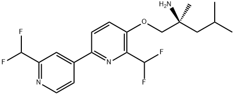 (S)-1-((2',6-bis(difluoromethyl)-[2,4'-bipyridin]-5-yl)oxy)-2,4-dimethylpentan-2-amine Struktur