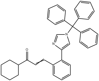 (E)-1-cyclohexyl-3-(2-(1-trityl-1H-imidazol-4-yl)phenyl)prop-2-en-1-one Struktur