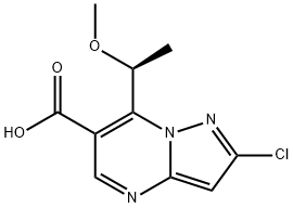 (S)-2-chloro-7-(1-methoxyethyl)pyrazolo[1,5-a]pyrimidine-6-carboxylicacid Struktur