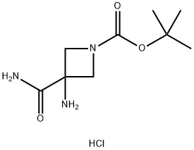 tert-butyl 3-amino-3-carbamoylazetidine-1-carboxylate hydrochloride Struktur