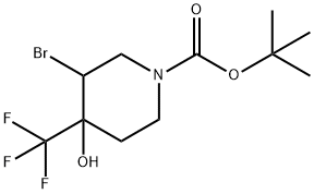 tert-butyl 3-bromo-4-hydroxy-4-(trifluoromethyl)piperidine-1-carboxylate Struktur