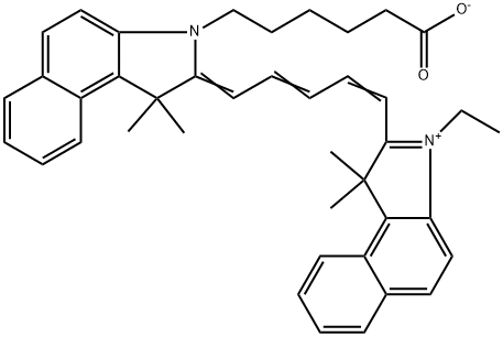 2-[5-[3-(5-Carboxypentyl)-1,3-dihydro-1,1-dimethyl-2H-benz[e]indol-2-ylidene]-1,3-pentadienyl]-3-ethyl-1,1-dimethyl-1H-benz[e]indolium inner salt Struktur