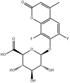 6,8-Difluoro-4-methyl-2-oxo-2H-1-benzopyran-7-yl beta-D-glucopyranosiduronic acid Struktur