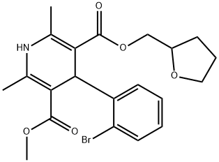 3-Methyl 5-((tetrahydrofuran-2-yl)methyl) 4-(2-bromophenyl)-2,6-dimethyl-1,4-dihydropyridine-3,5-dicarboxylate Struktur