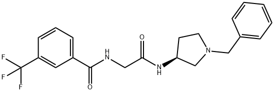 Benzamide, N-[2-oxo-2-[[(3S)-1-(phenylmethyl)-3-pyrrolidinyl]amino]ethyl]-3-(trifluoromethyl)- Struktur